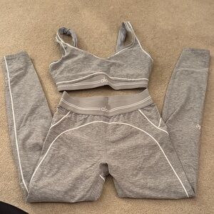 ALO Yoga Heather Gray Bra and Leggings Set